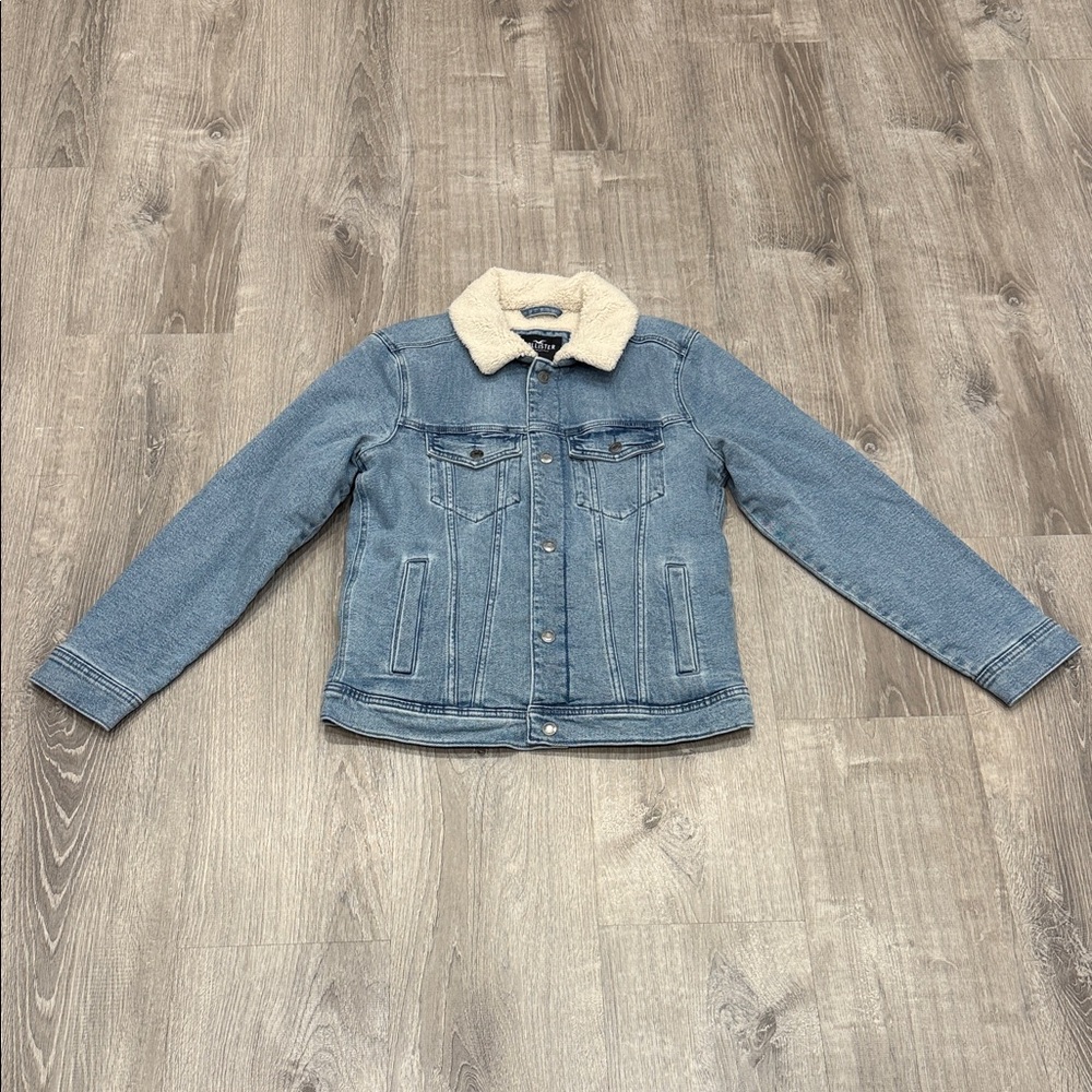Hollister Denim Sherpa Jacket Womens size S New